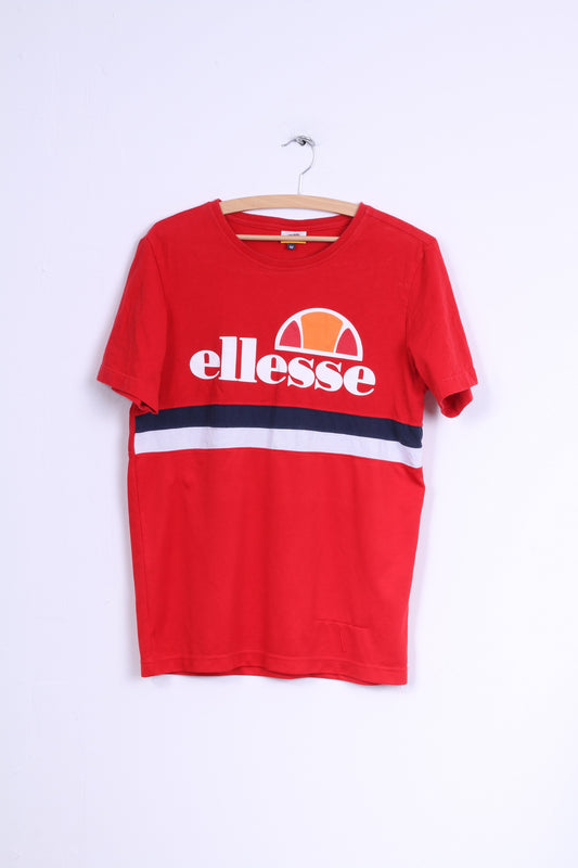 Ellesse T-Shirt M Homme Rouge Coton Graphic Crew Neck Logo