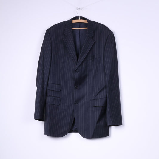 Patrick Hellmann Collection Men 110 42 Suit Navy Striped Blazer Trousers Single Breasted Wool Jacket