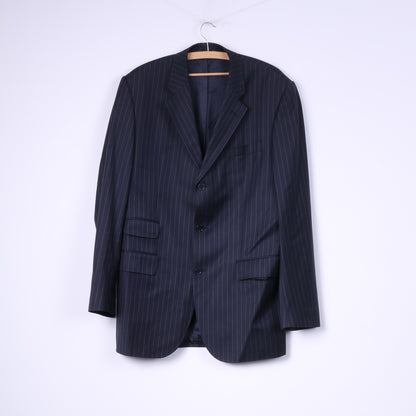 Collezione Patrick Hellmann Uomo 110 42 Abito Blazer a righe blu scuro Pantaloni Giacca monopetto in lana 