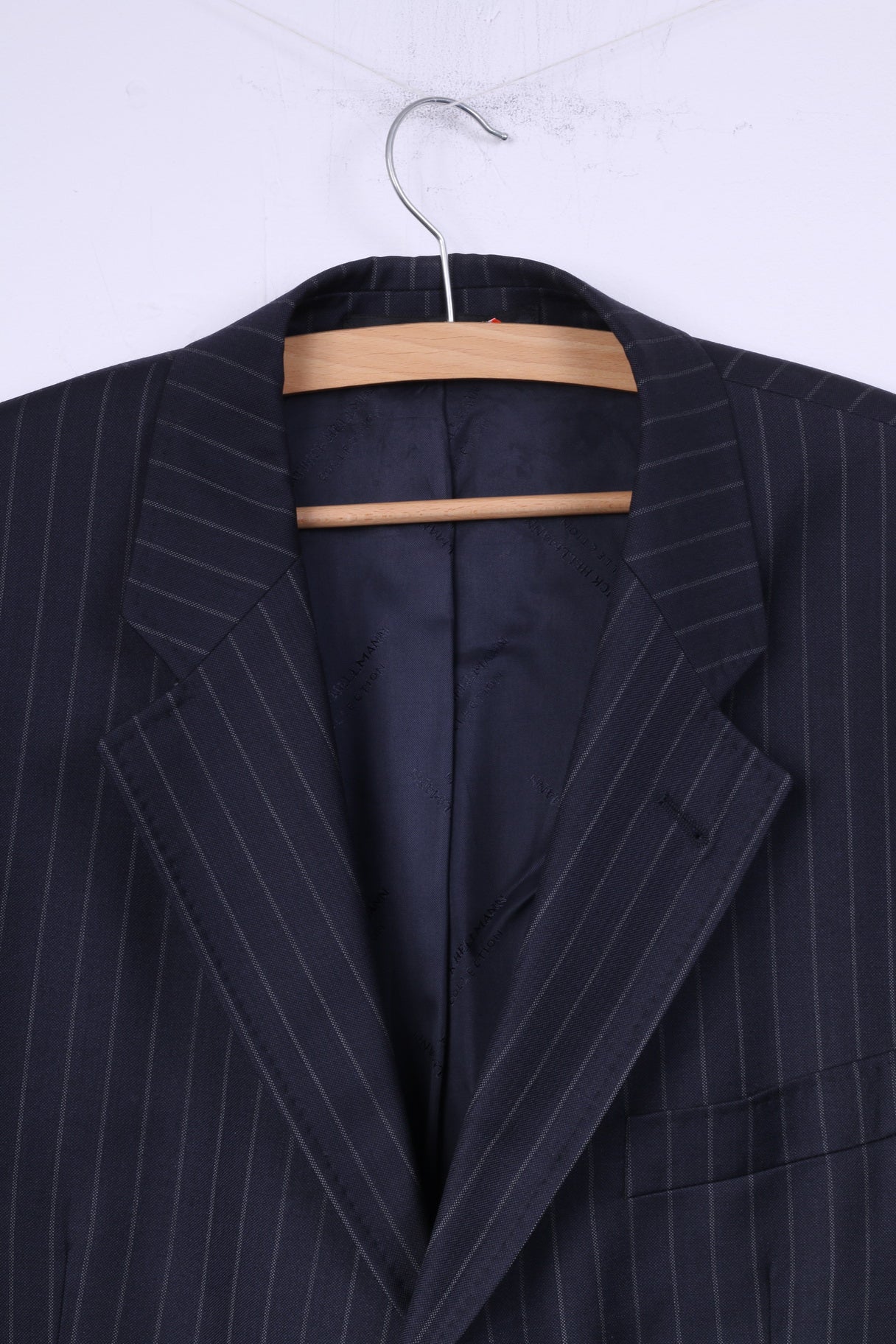 Patrick Hellmann Collection Men 110 42 Suit Navy Striped Blazer Trousers Single Breasted Wool Jacket