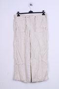 River Island Pantalon Femme 38 M Jambe Droite En Lin Crème