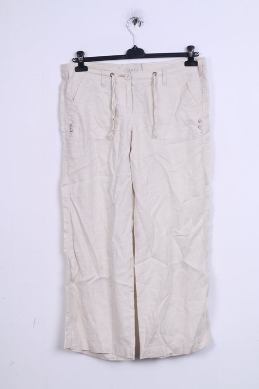Pantaloni River Island da donna 38 M gamba dritta in lino color crema