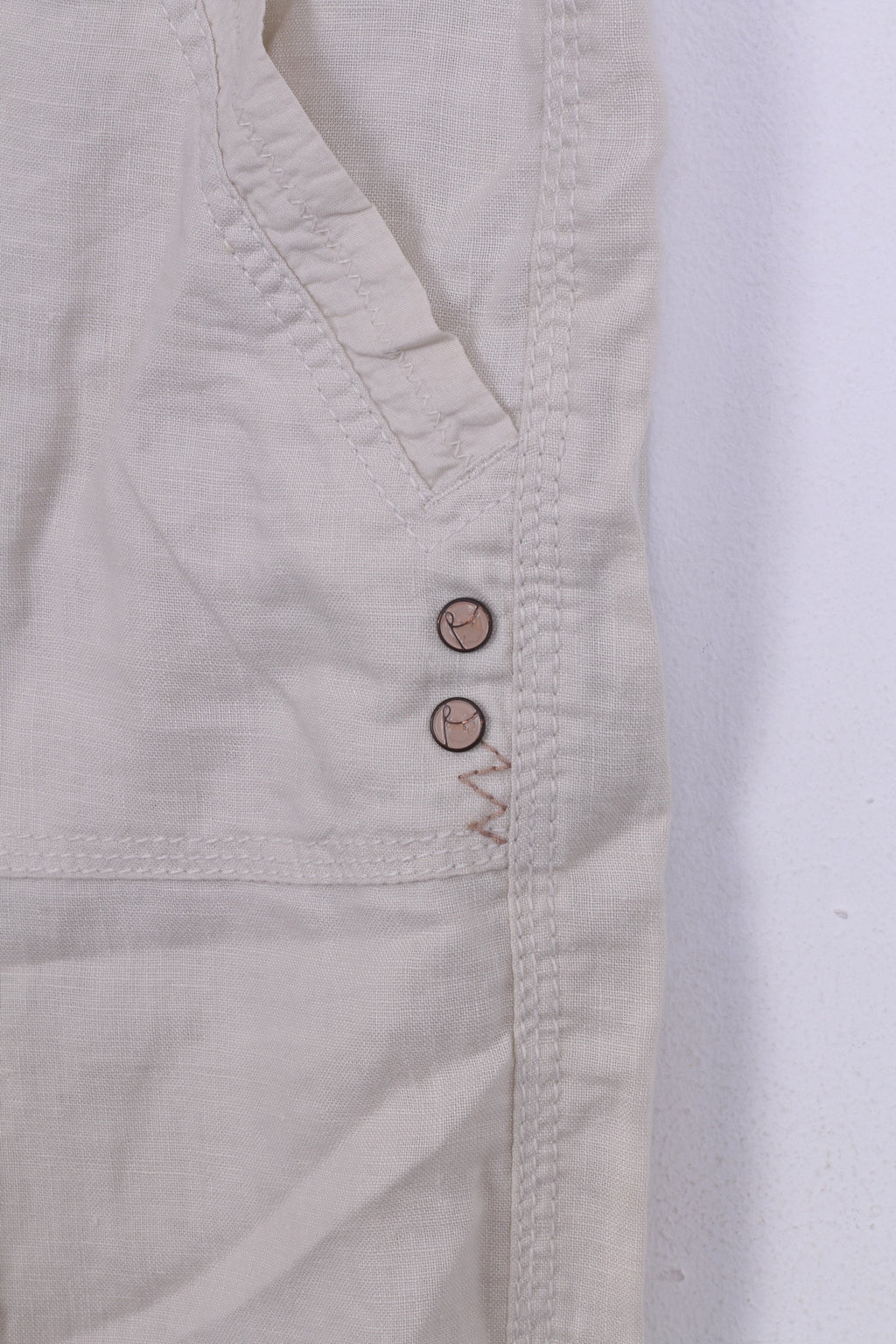 Pantaloni River Island da donna 38 M gamba dritta in lino color crema