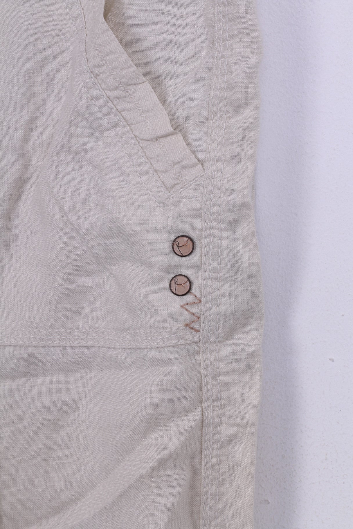 Pantaloni River Island da donna 38 M gamba dritta in lino color crema