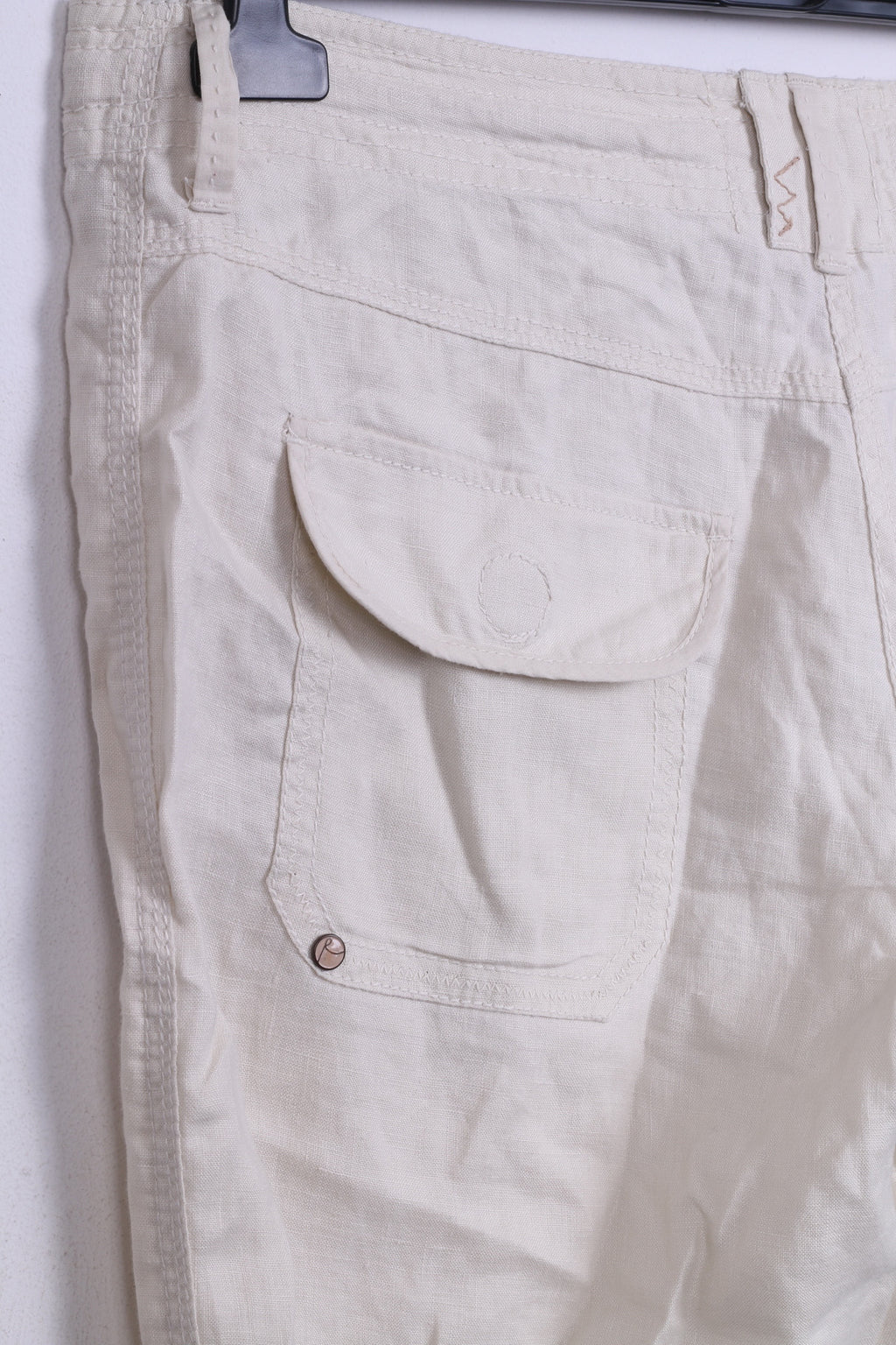 Pantaloni River Island da donna 38 M gamba dritta in lino color crema