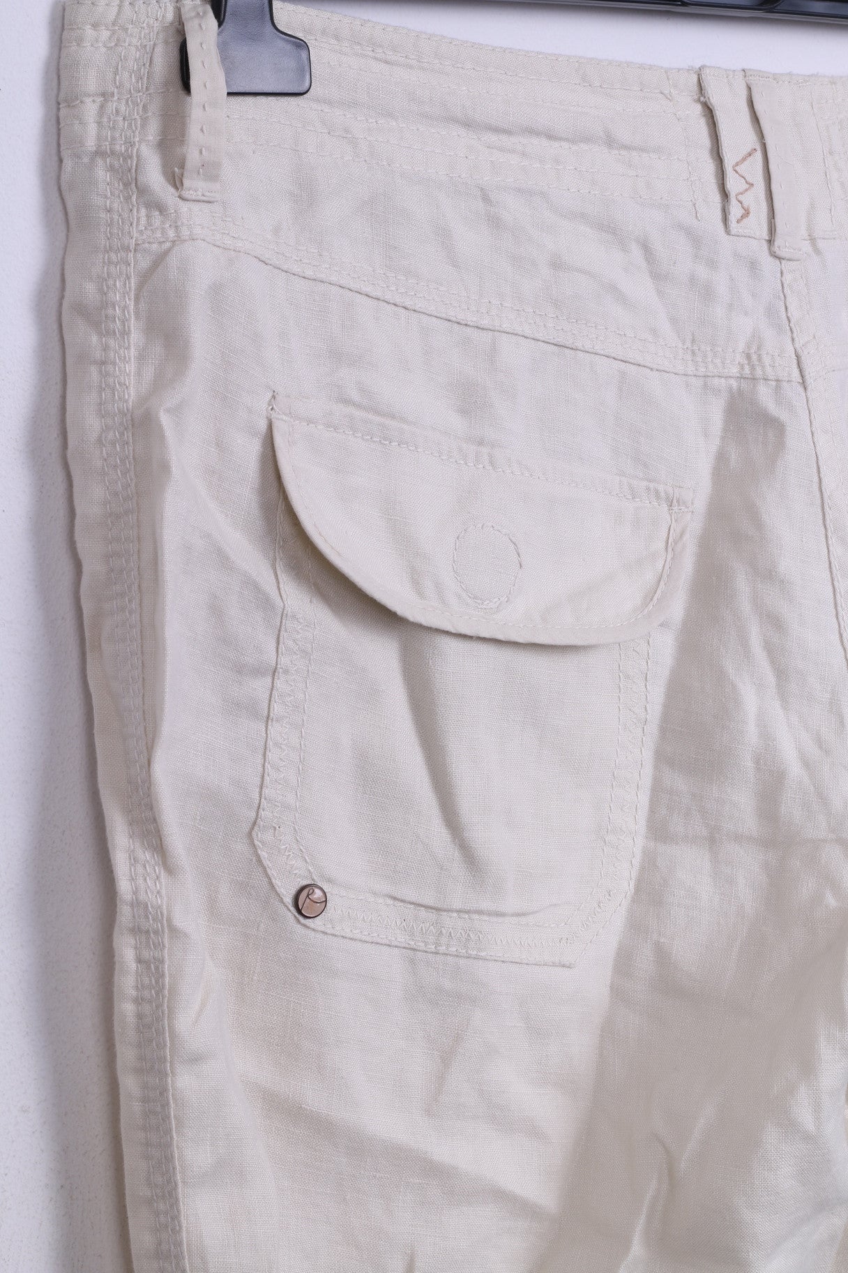 Pantaloni River Island da donna 38 M gamba dritta in lino color crema