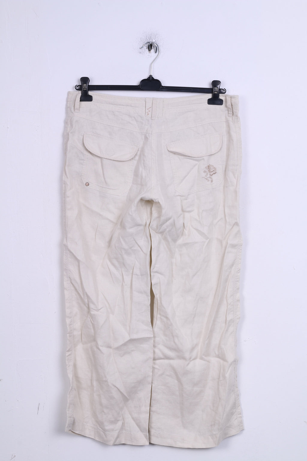 Pantaloni River Island da donna 38 M gamba dritta in lino color crema