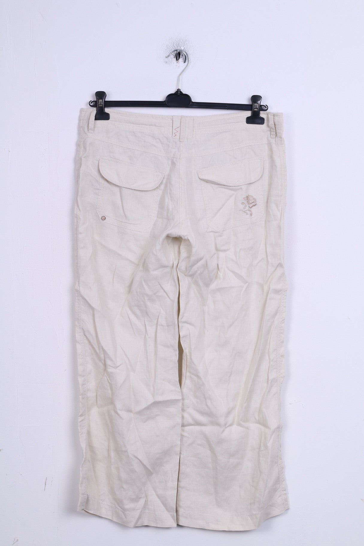 Pantaloni River Island da donna 38 M gamba dritta in lino color crema
