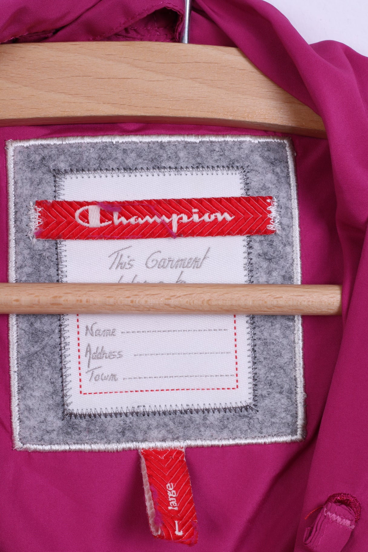 Champion Womens L Jacket Lightweight Hooded Amaranth Top Training Sport