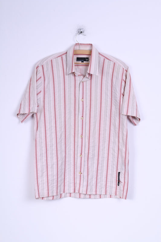 Duck And Cover Mens M Casual Shirt Cotton Multi Striped Short Sleeve