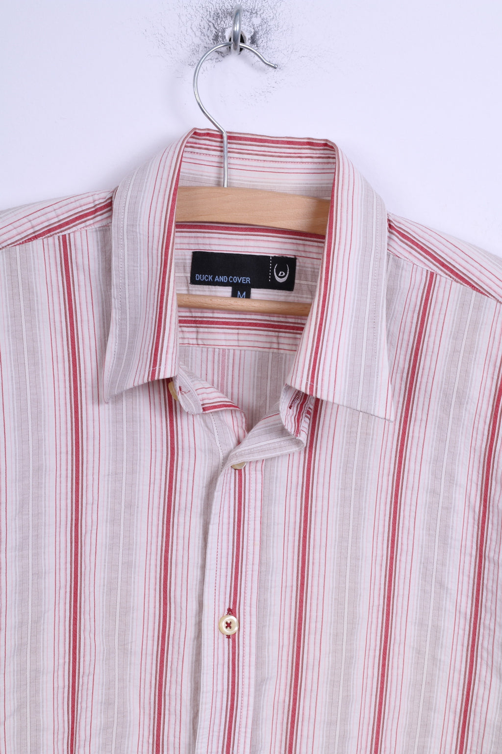Duck And Cover Mens M Casual Shirt Cotton Multi Striped Short Sleeve