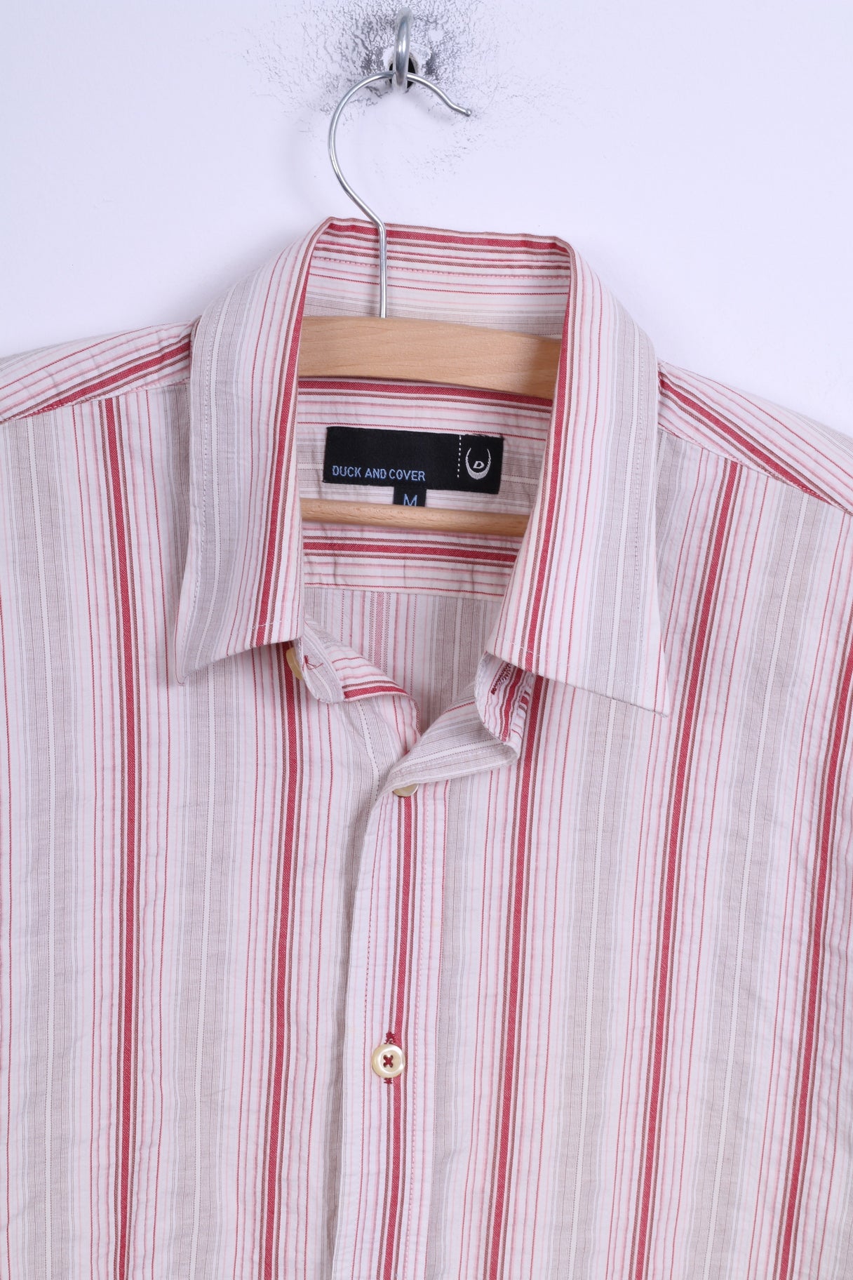 Duck And Cover Mens M Casual Shirt Cotton Multi Striped Short Sleeve