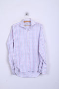 T.M.Lewin Mens 15.5 34.5 L Formal Shirt Check Regular Fit White Cufflinks