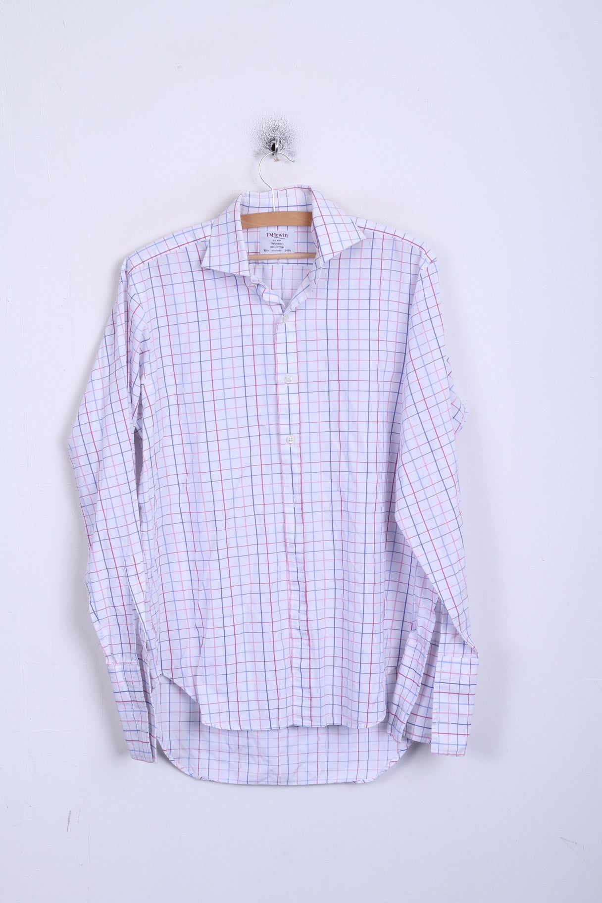 Gemelli bianchi da camicia formale da uomo TMLewin 15,5 34,5 L, vestibilità regolare, a quadri