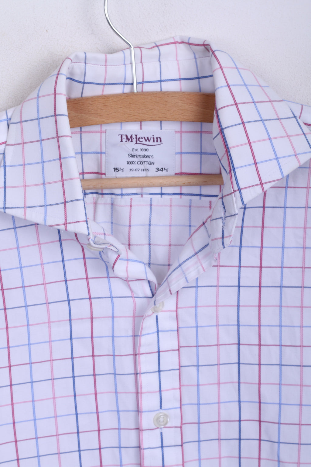 Gemelli bianchi da camicia formale da uomo TMLewin 15,5 34,5 L, vestibilità regolare, a quadri