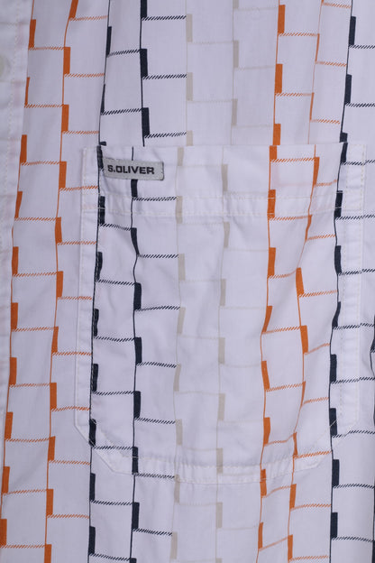 Camicia casual da uomo S.Oliver M grafica bianca a maniche lunghe in cotone 
