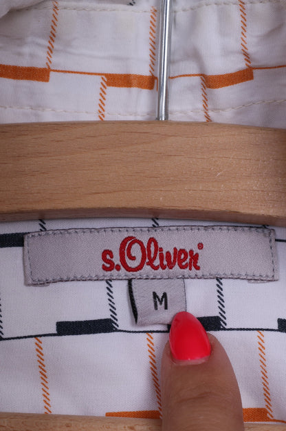 Camicia casual da uomo S.Oliver M grafica bianca a maniche lunghe in cotone 
