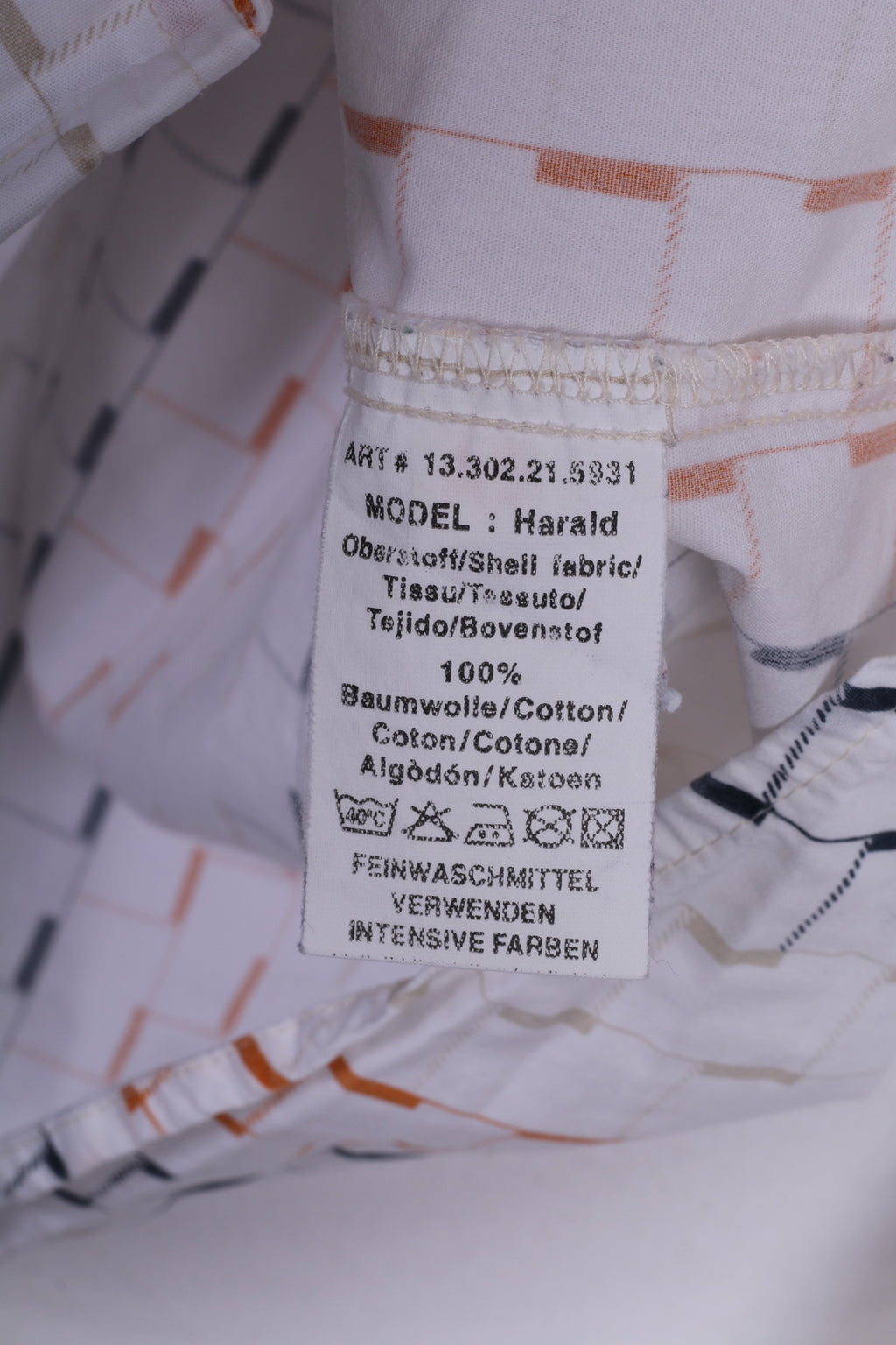 S.Oliver Chemise décontractée M pour hommes, graphique, blanc, manches longues, coton 