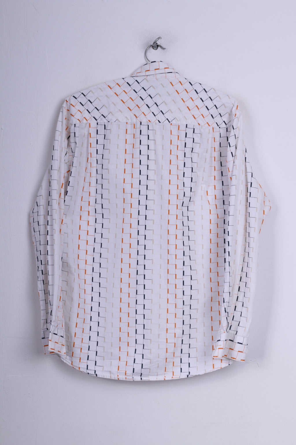 S.Oliver Chemise décontractée M pour hommes, graphique, blanc, manches longues, coton 