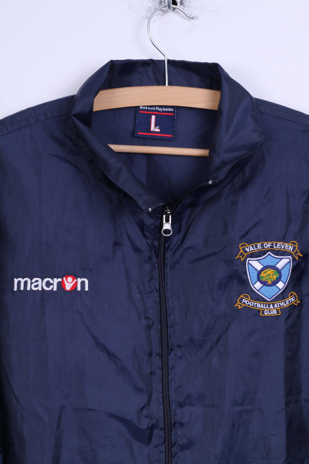 Macron Mens L Jacket Vale of Leven Football Club Navy Lightweight Top