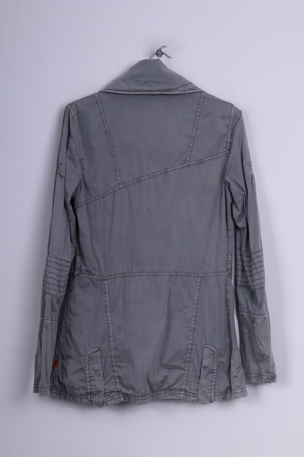 Object Womens M Lightweight Jacket Grey Single Breasted Cotton