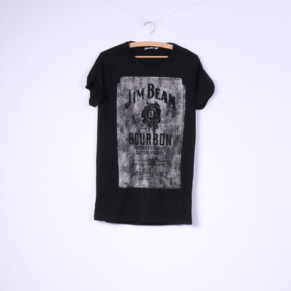 Cedar Wood State Jim Beam Women L Shirt Black Cotton Graphic Bourbon Top