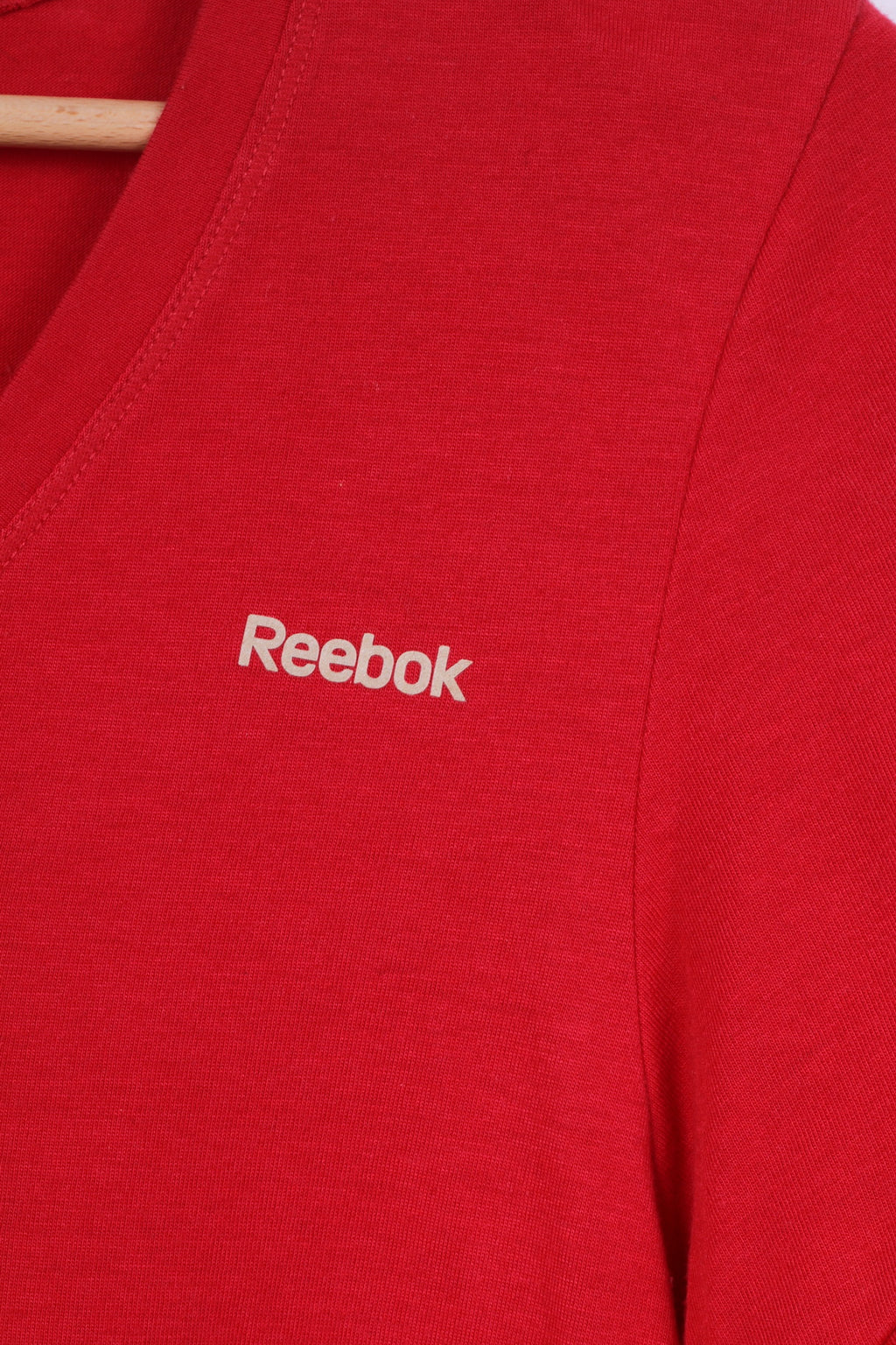 Reebok Femme M Shirt Fitness First Rouge Col V Manches Courtes Été