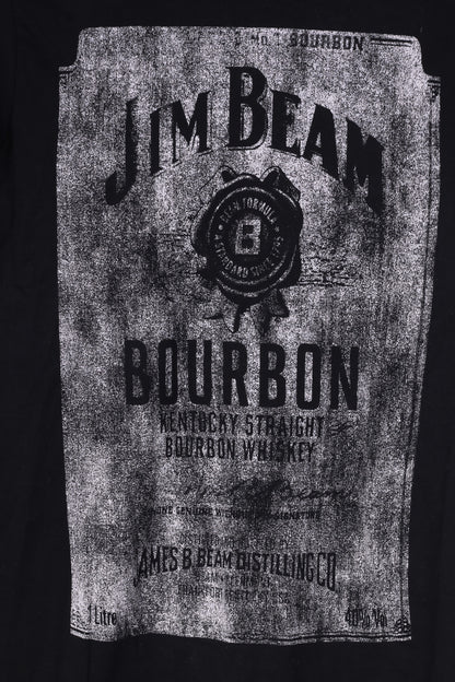 Cedar Wood State Jim Beam Women L Shirt Black Cotton Graphic Bourbon Top