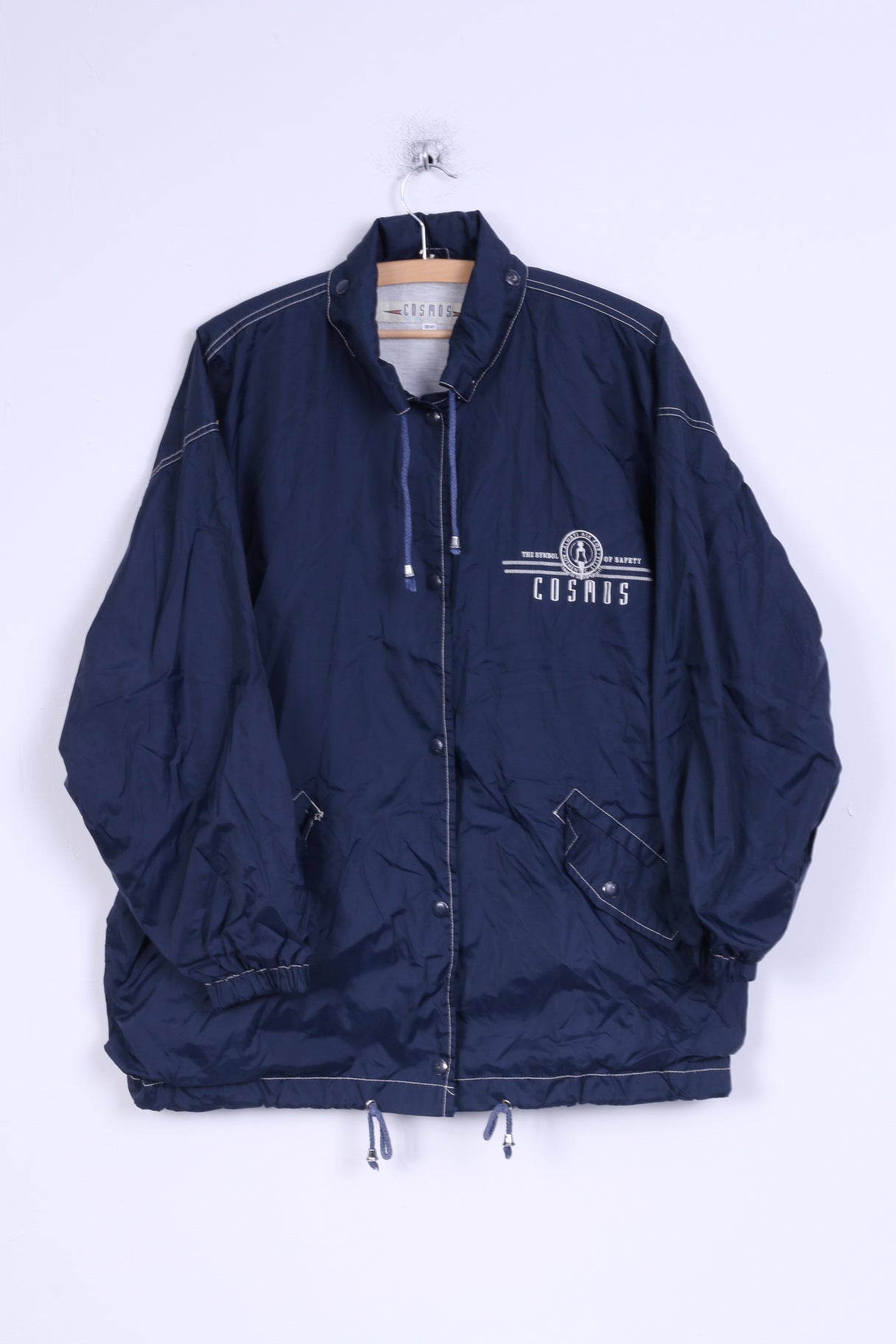 Giacca COSMOS Basic da uomo 38/40 M, parte superiore impermeabile in nylon con cappuccio nascosto blu scuro