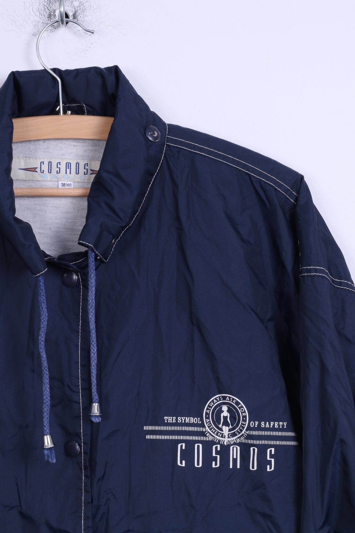 Giacca COSMOS Basic da uomo 38/40 M, parte superiore impermeabile in nylon con cappuccio nascosto blu scuro