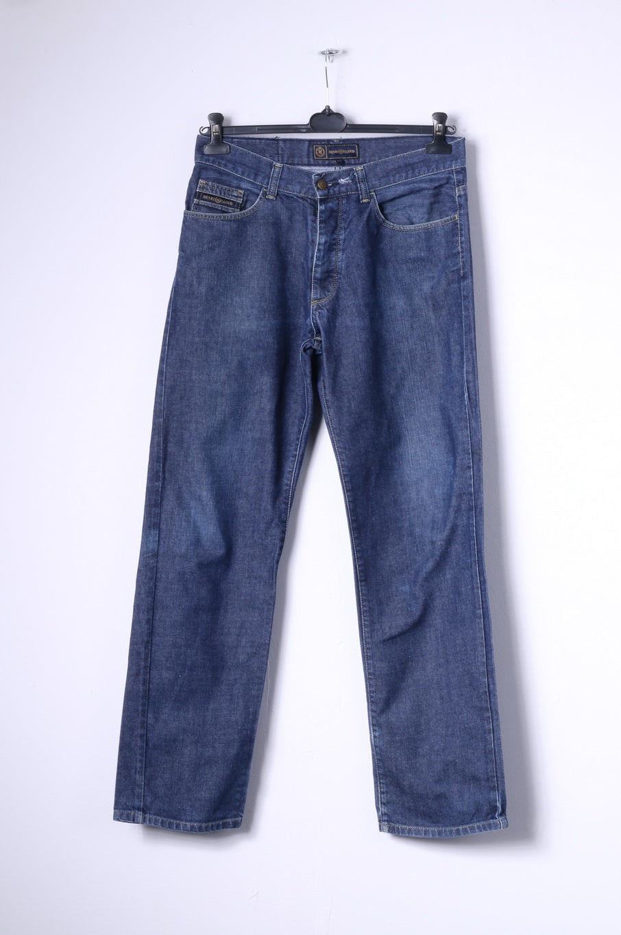 Pantaloni jeans Henri Lloyd 32 da uomo Pantaloni classici in denim a gamba dritta in cotone blu scuro