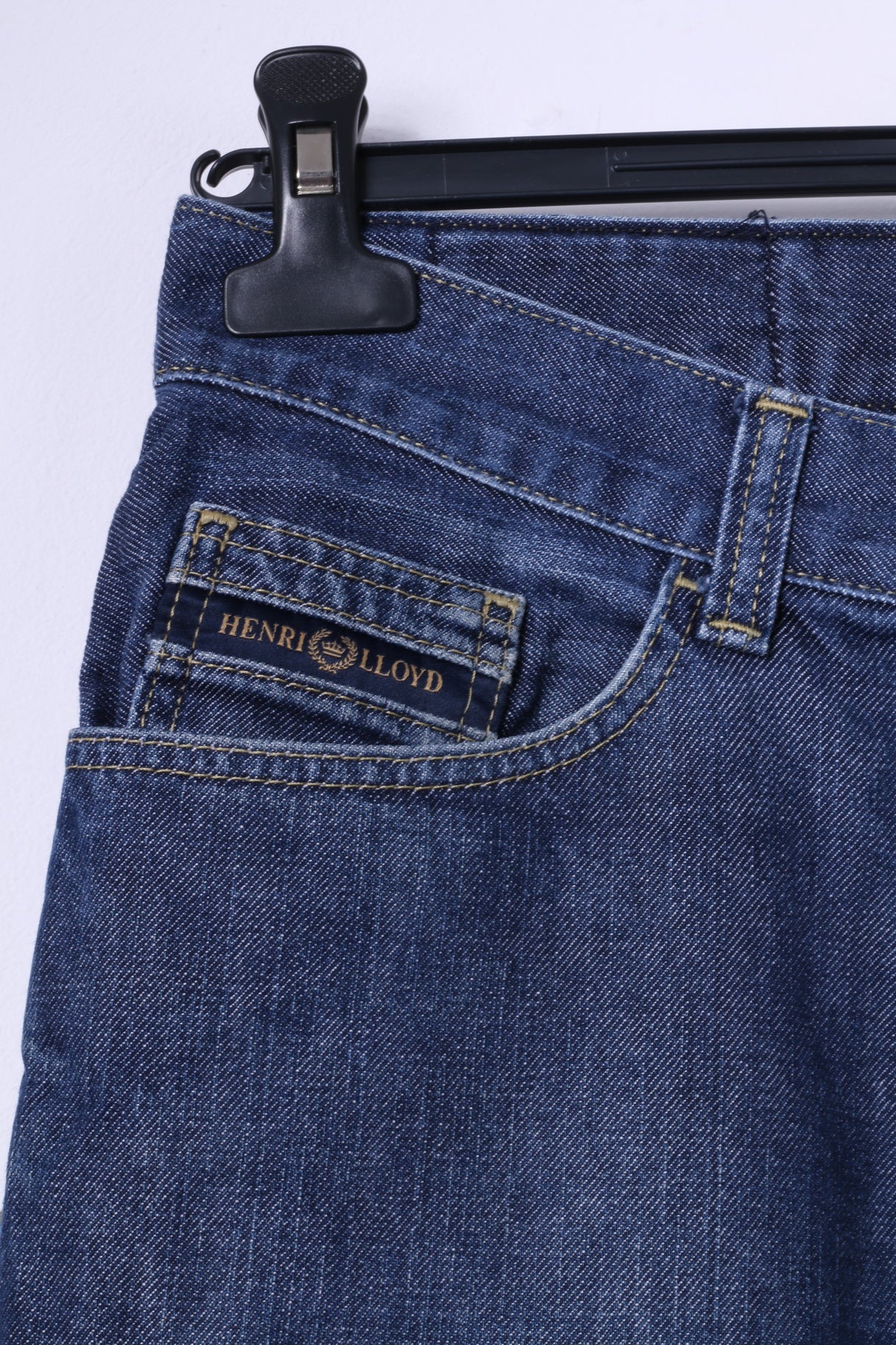 Pantaloni jeans Henri Lloyd 32 da uomo Pantaloni classici in denim a gamba dritta in cotone blu scuro