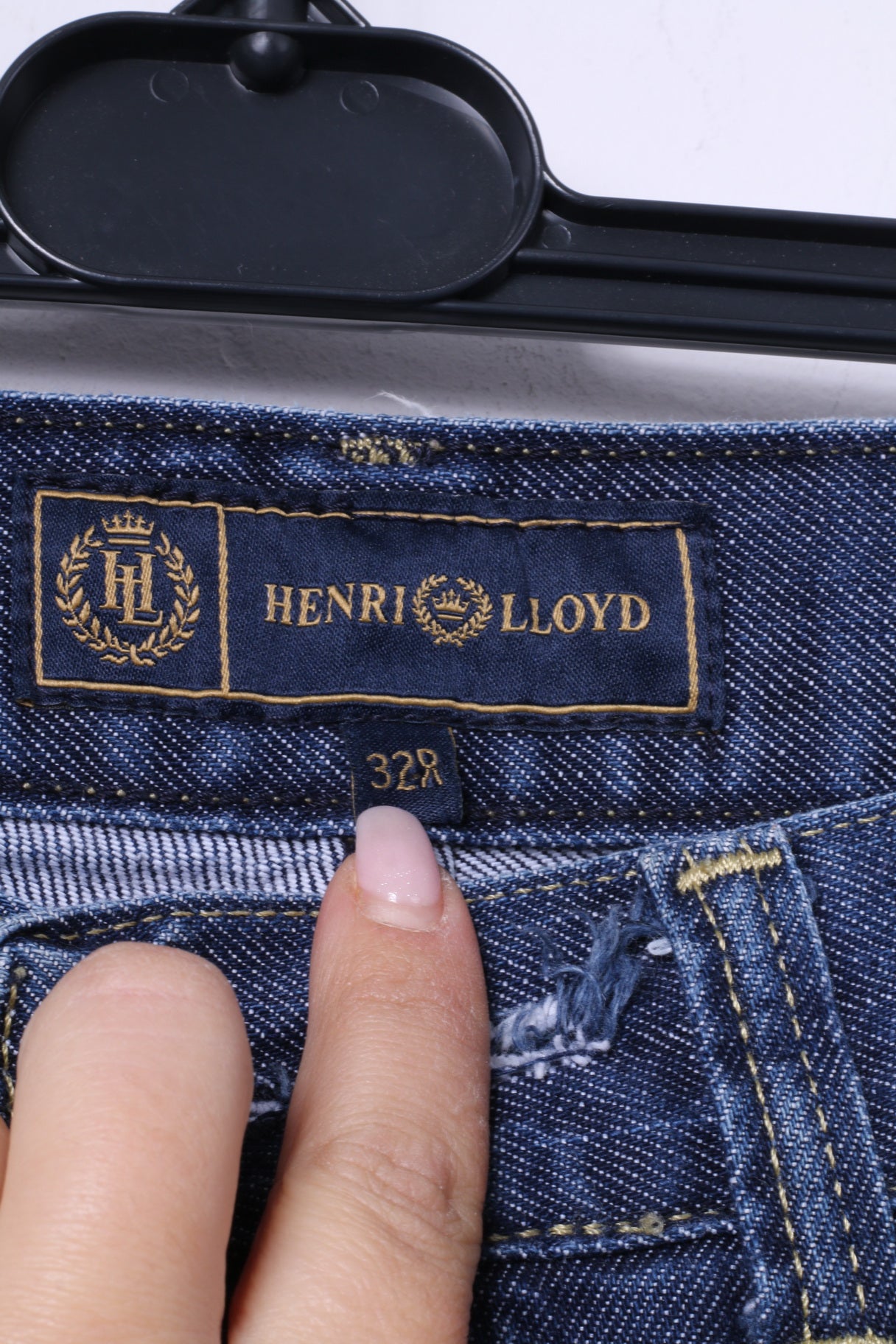 Pantaloni jeans Henri Lloyd 32 da uomo Pantaloni classici in denim a gamba dritta in cotone blu scuro