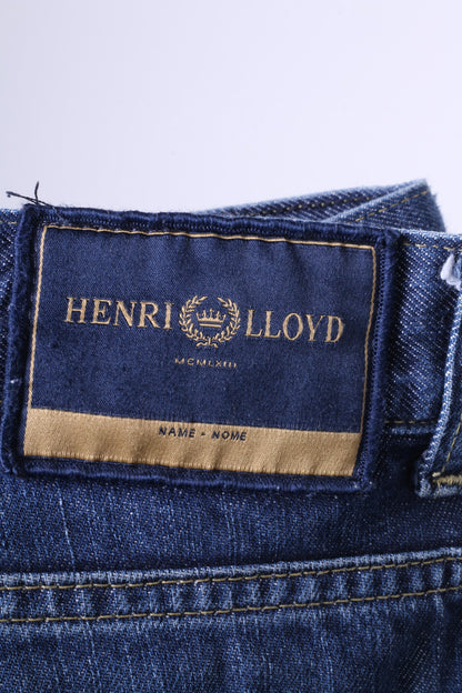 Pantaloni jeans Henri Lloyd 32 da uomo Pantaloni classici in denim a gamba dritta in cotone blu scuro