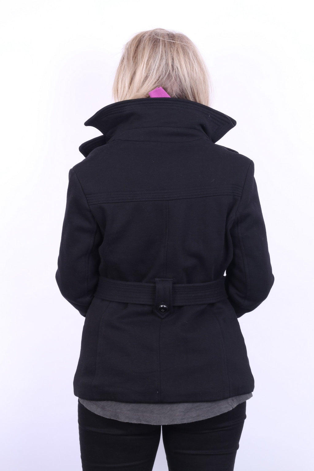 Kenneth Cole Reaction Women M Jacket Black Soft Cotton Belted Fit Casual Top