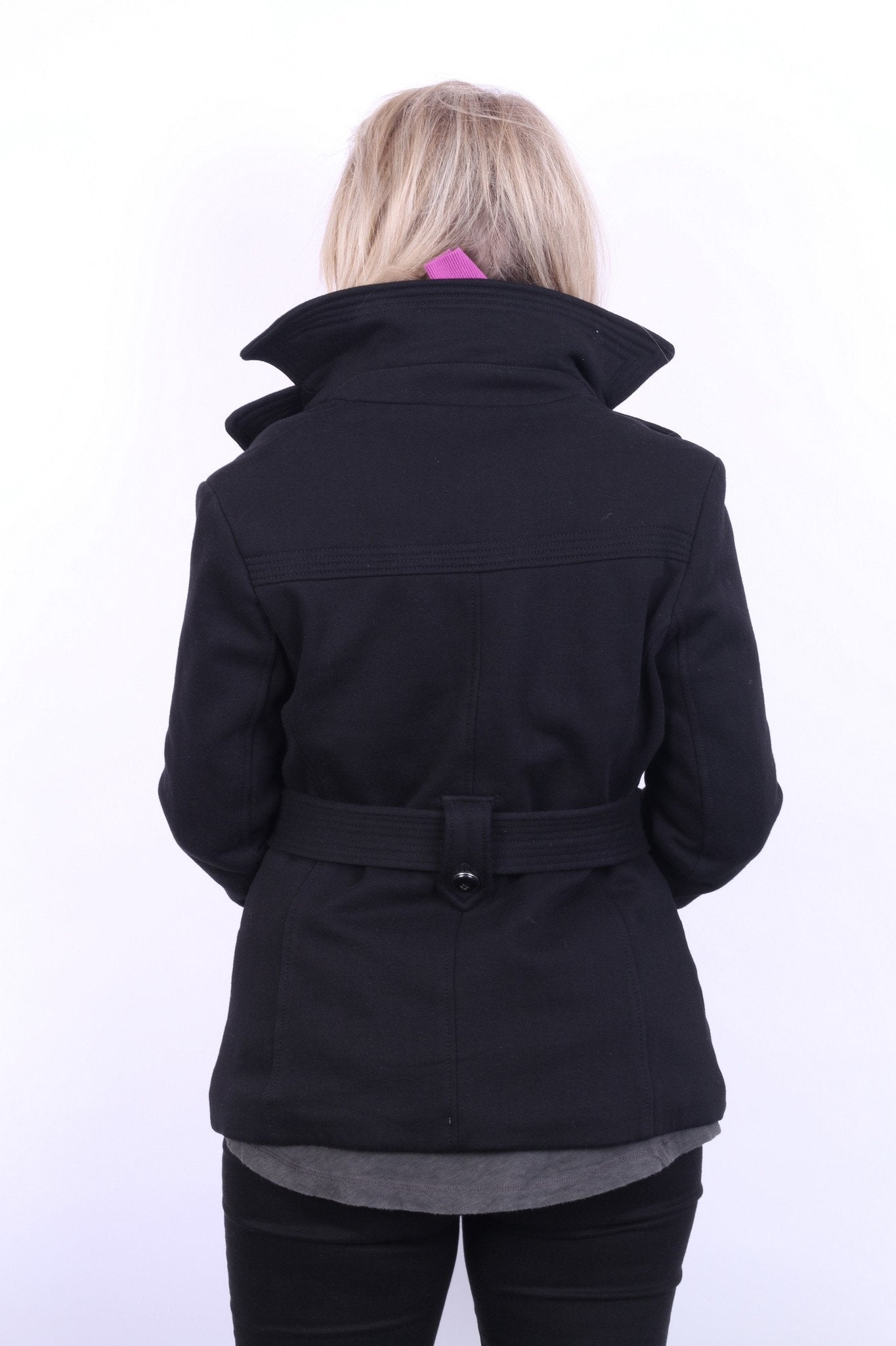 Kenneth Cole Reaction Women M Jacket Black Soft Cotton Belted Fit Casual Top