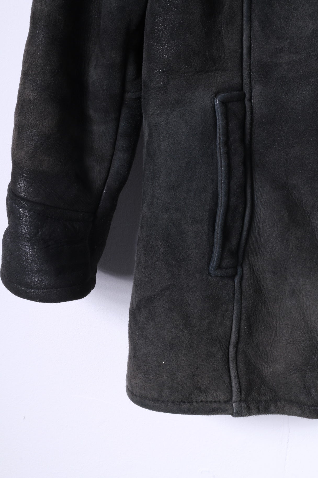 MADDOX Femme 38 M Veste Vert Foncé Vintage Boutonné Cuir Manteau Chaud