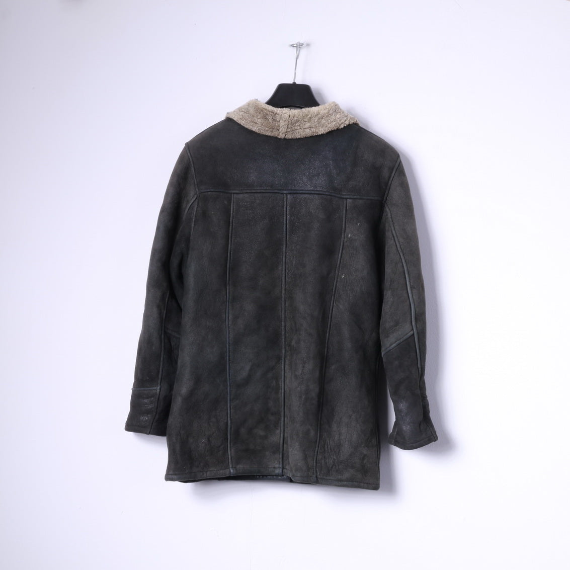 MADDOX Femme 38 M Veste Vert Foncé Vintage Boutonné Cuir Manteau Chaud