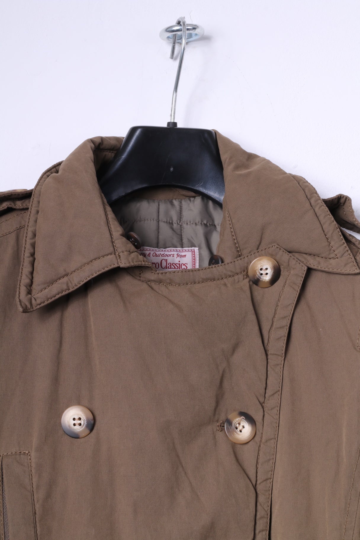 Marlboro Classics Women 44 S/M Jacket Green Cotton Padded Double Breasted Belted Top