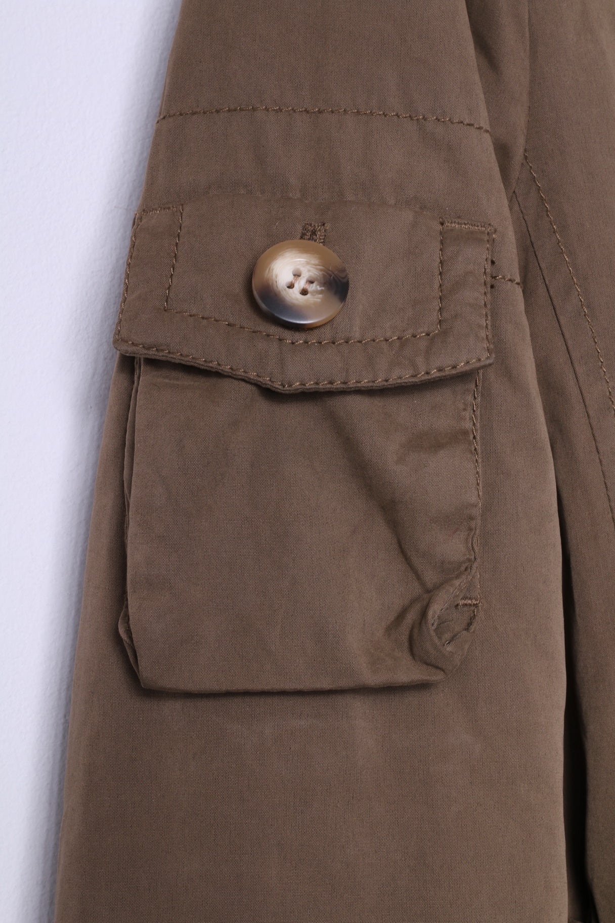 Marlboro Classics Women 44 S/M Jacket Green Cotton Padded Double Breasted Belted Top