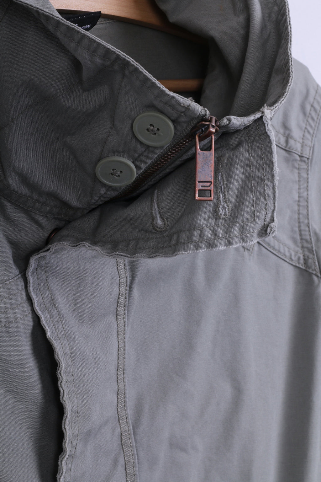 DIESEL Womens L Jacket Grey Cotton Stand-Up Collar