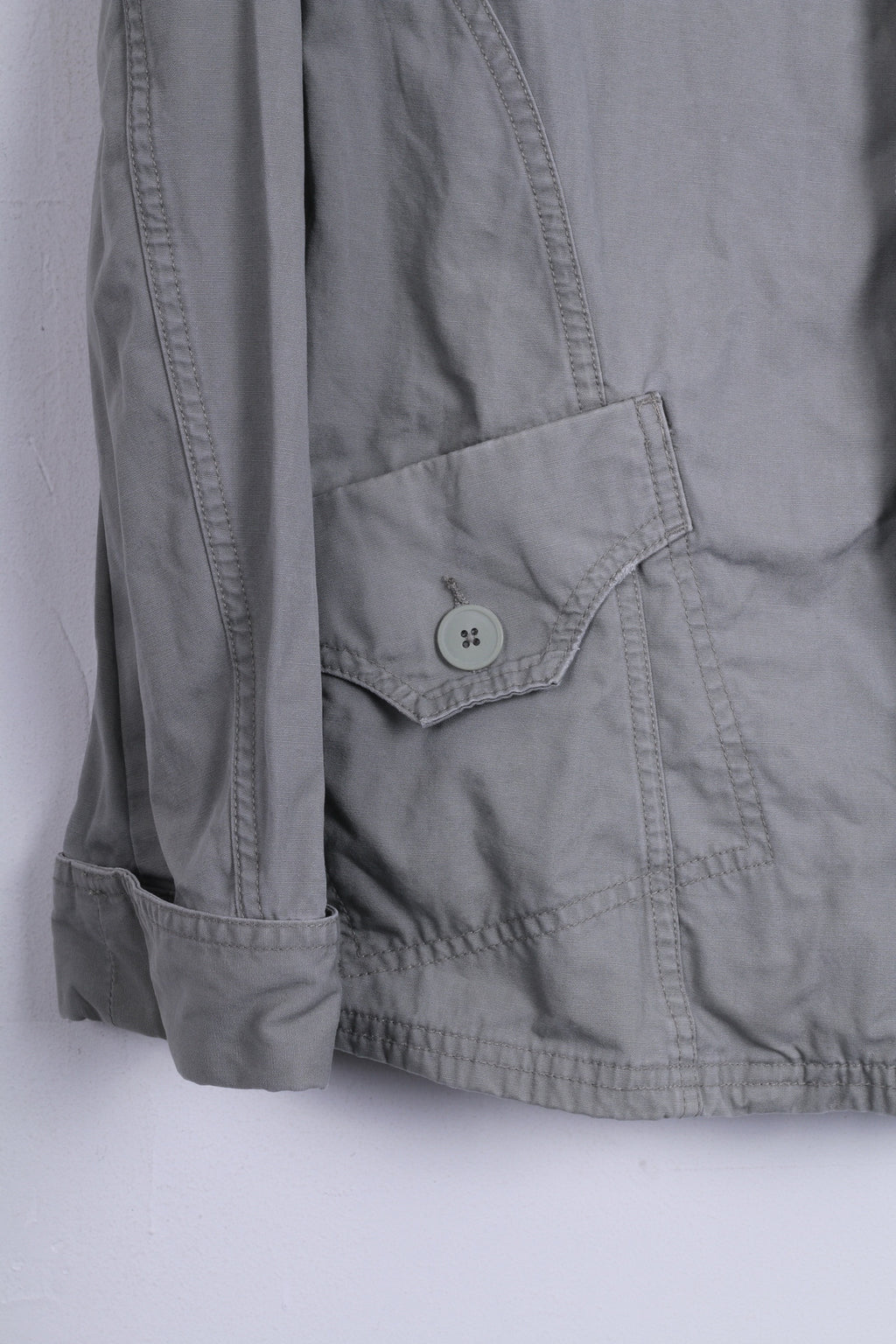 DIESEL Womens L Jacket Grey Cotton Stand-Up Collar