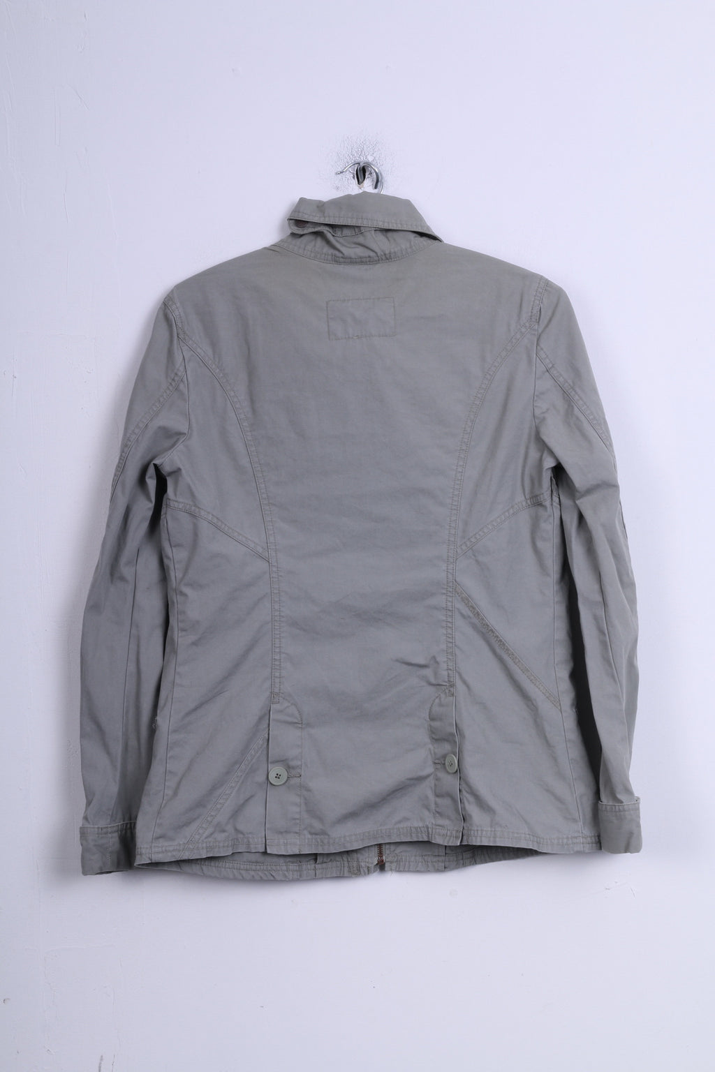 DIESEL Womens L Jacket Grey Cotton Stand-Up Collar