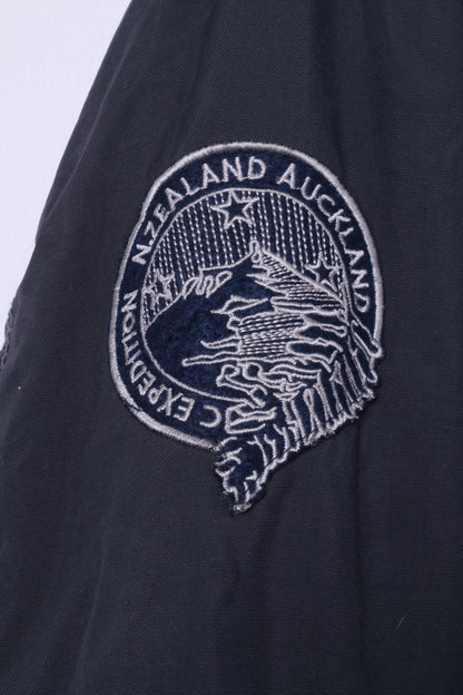 Giacca XXL da uomo della Nuova Zelanda Auckland, fodera rimovibile imbottita blu scuro, cappuccio nascosto