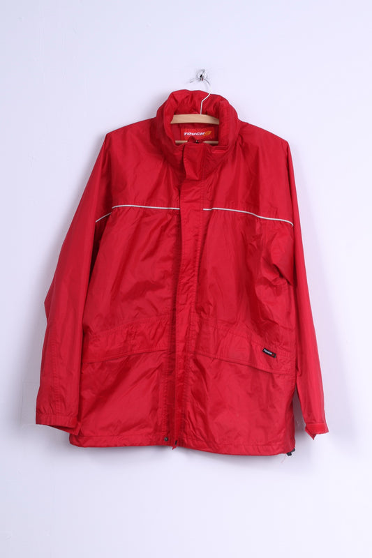 Giacca antipioggia da uomo Touch 9 M. Cappotto antipioggia con cappuccio nascosto in nylon rosso Active Wear