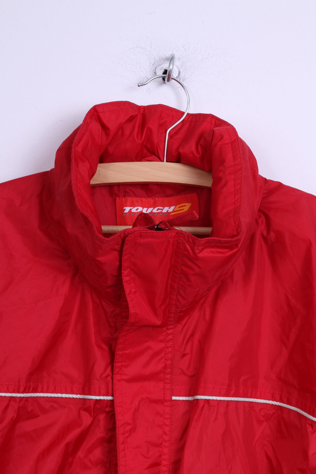 Touch 9 Veste de pluie M pour homme Rouge Active Wear Manteau de pluie à capuche cachée en nylon