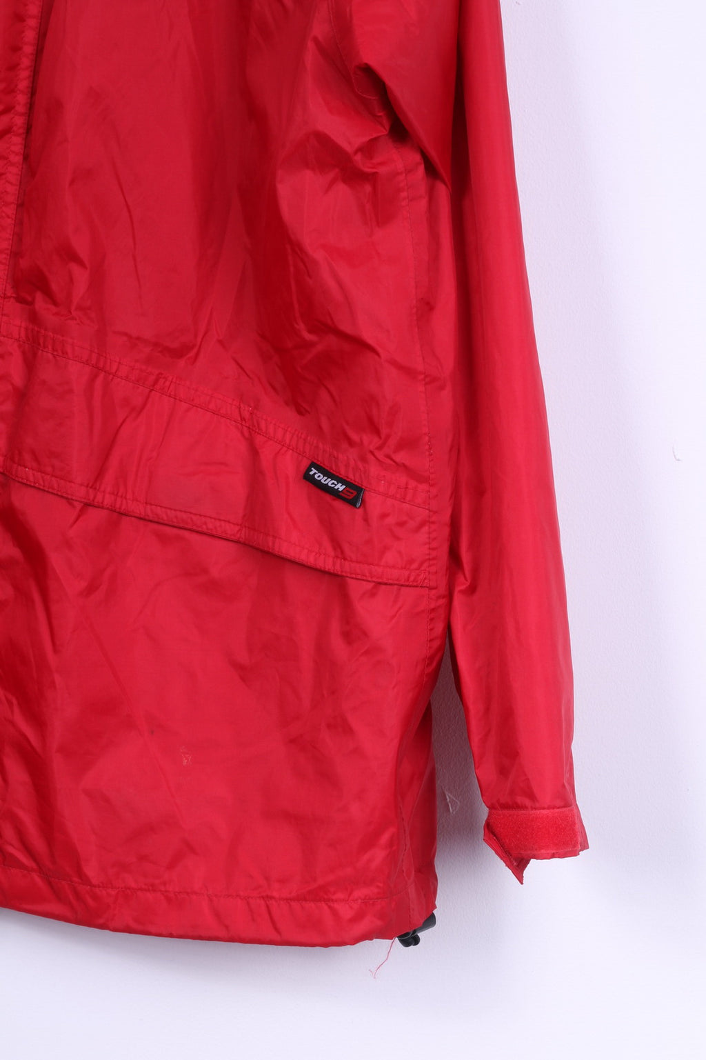 Touch 9 Veste de pluie M pour homme Rouge Active Wear Manteau de pluie à capuche cachée en nylon