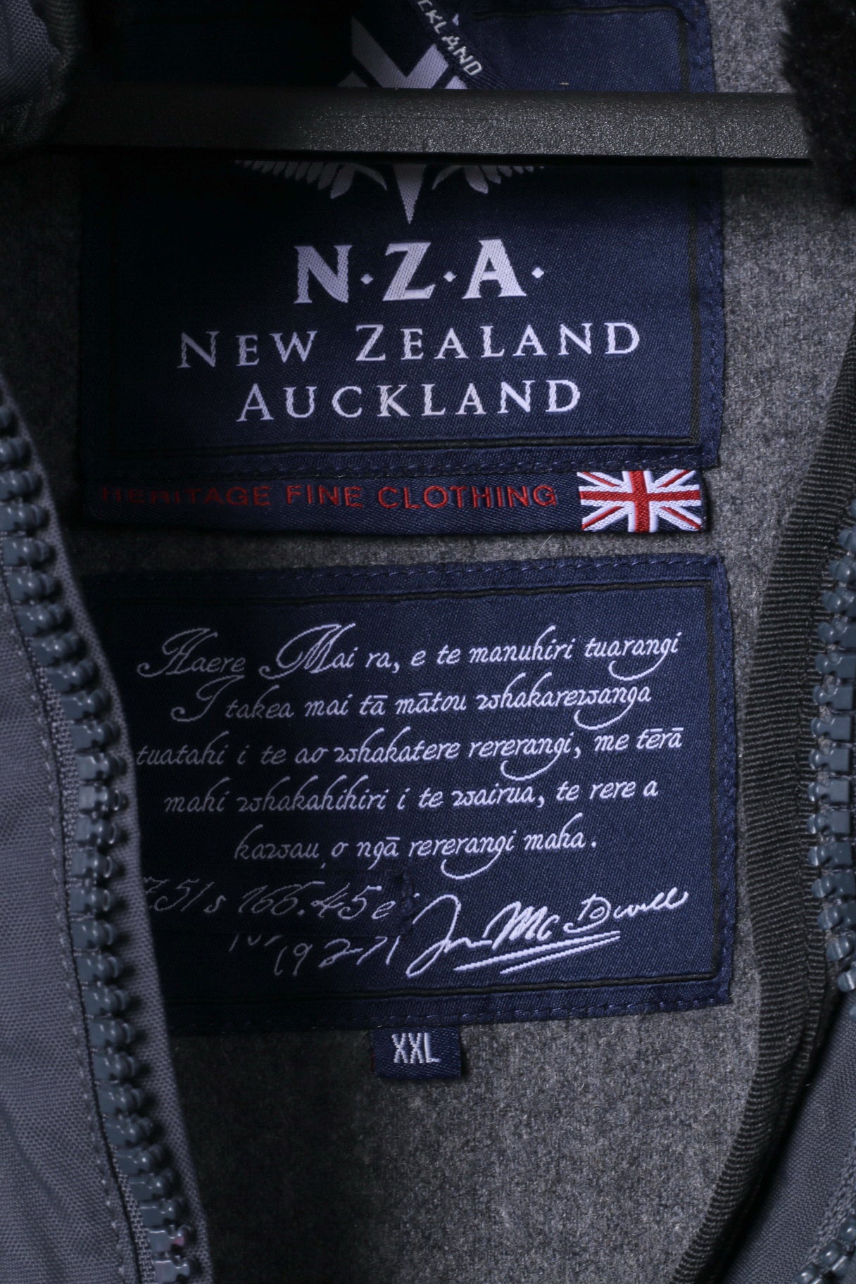 Giacca XXL da uomo della Nuova Zelanda Auckland, fodera rimovibile imbottita blu scuro, cappuccio nascosto