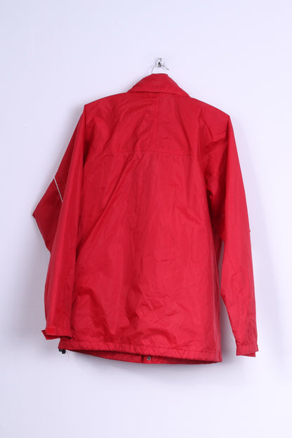 Touch 9  Mens M Rain Jacket Red Active Wear Nylon Hidden Hood Rain Coat