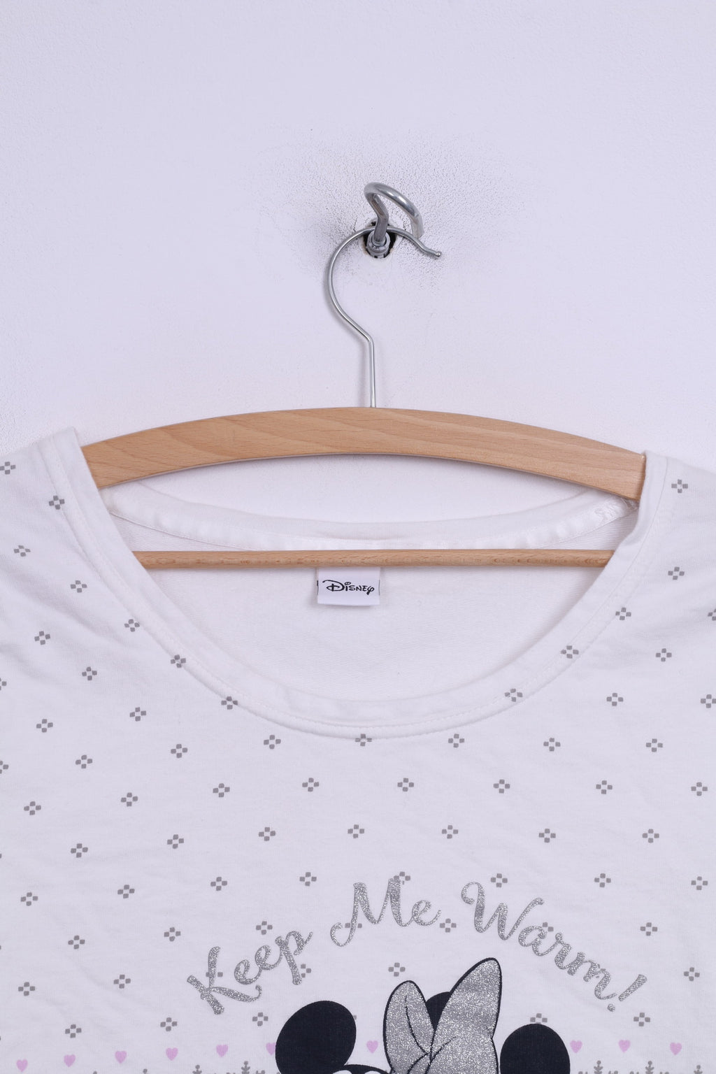 Tu Disney Chemise à manches longues pour femme 10 M Blanc Vêtements de nuit Keep Me Warm Mickey Mouse 